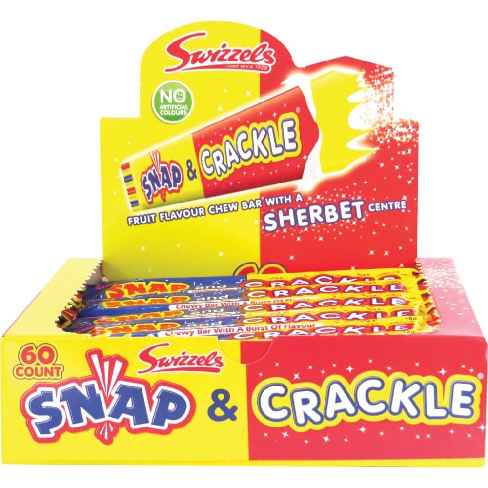 Swizzels Snap & Crackle Fruit 18g x 60st (hel låda)