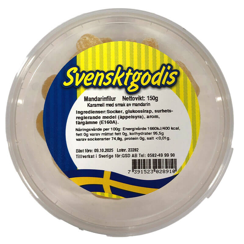 Svenskt Godis Klassiker - Mandarinfilur 150g