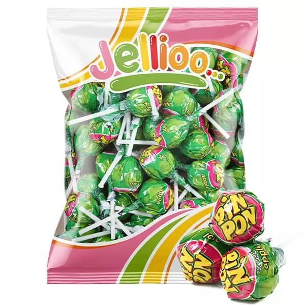 Pin Pon Lollipop Gum Sour Green Apple 53st