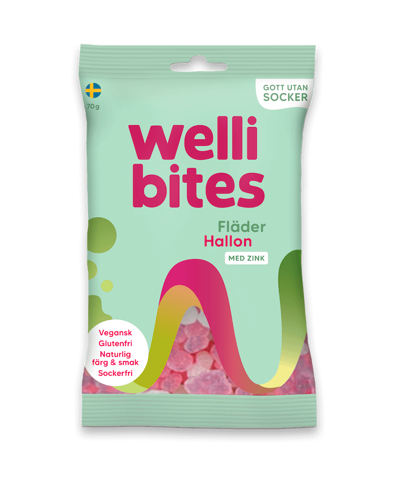 Wellibites Fläder & Hallon 70g