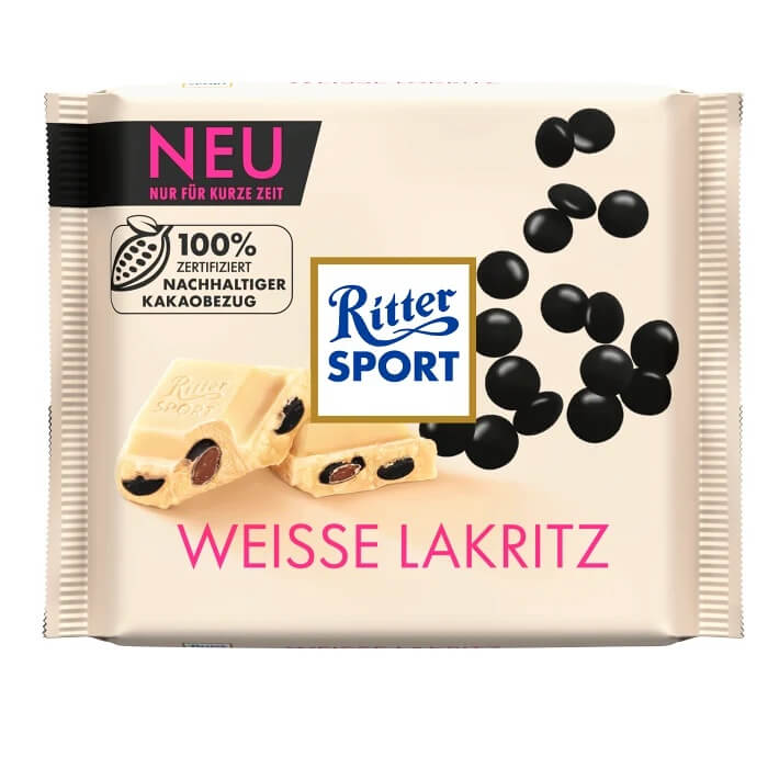 Ritter Sport White Chocolate Liquorice 100g