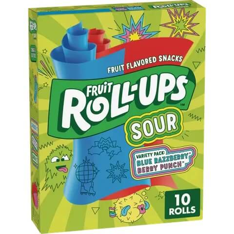 Fruit Roll-Ups Sour Blue Raspberry & Berry Punch 141g
