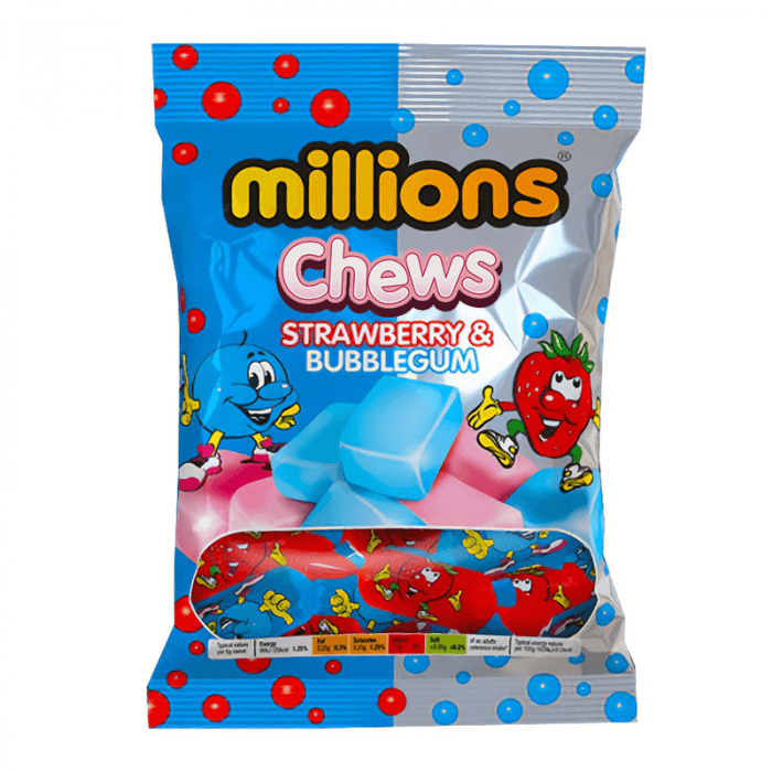 Millions Chunky Chews Strawberry & Bubblegum 120g