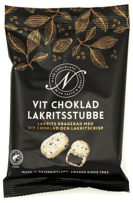 Narr Vit Choklad Lakritsstubbe 120g(BF:2025-07-14)