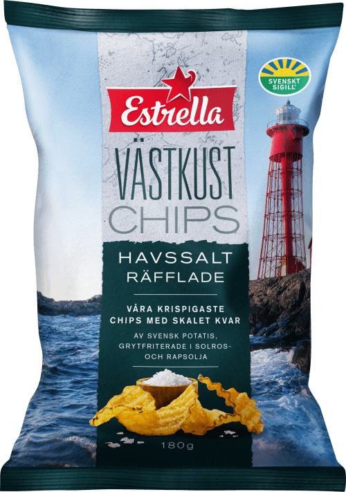Estrella Västkustchips Havssalt Räfflade 180g