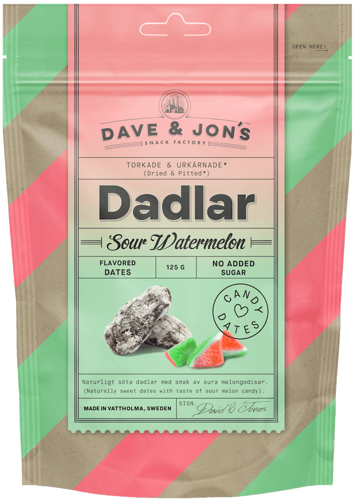 Dave & Jons Dadlar Sour Watermelon 125g