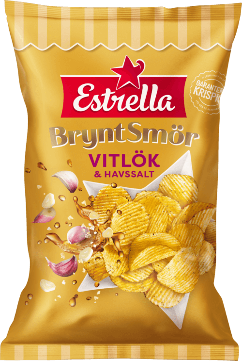 Estrella Chips Brynt Smör Vitlök & Havssalt 175g