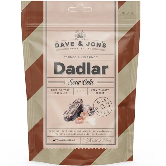 Dave & Jons Dadlar Sour Cola 125g