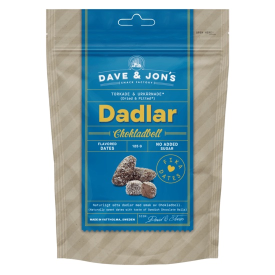 Dave & Jons Dadlar Chokladboll 125g