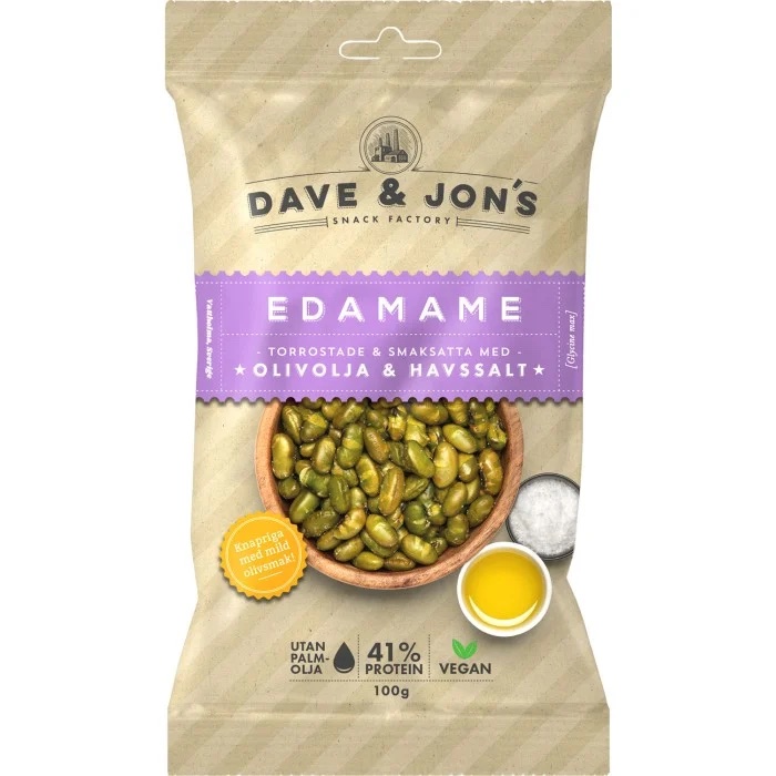 Dave & Jons Rostade Edamame Olivolja & Havssalt 100g