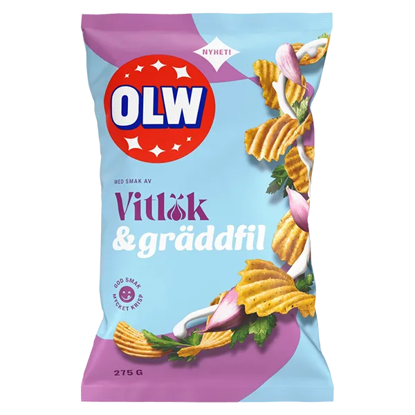 OLW Chips Vitlök & Gräddfil 275g