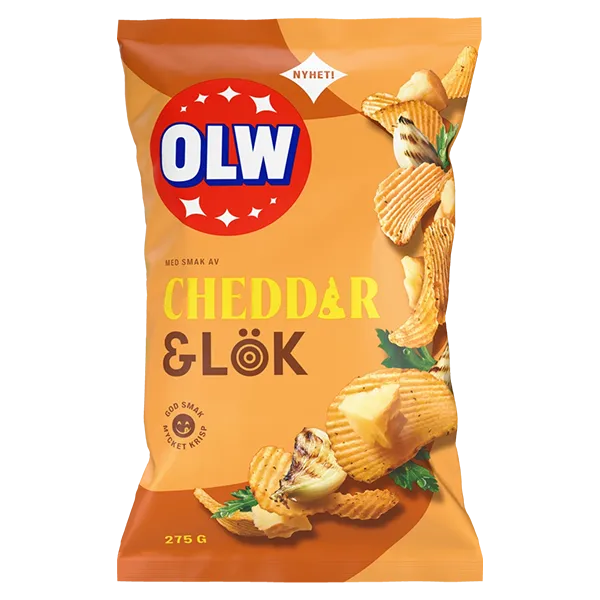 OLW Chips Cheddar & Lök 275g