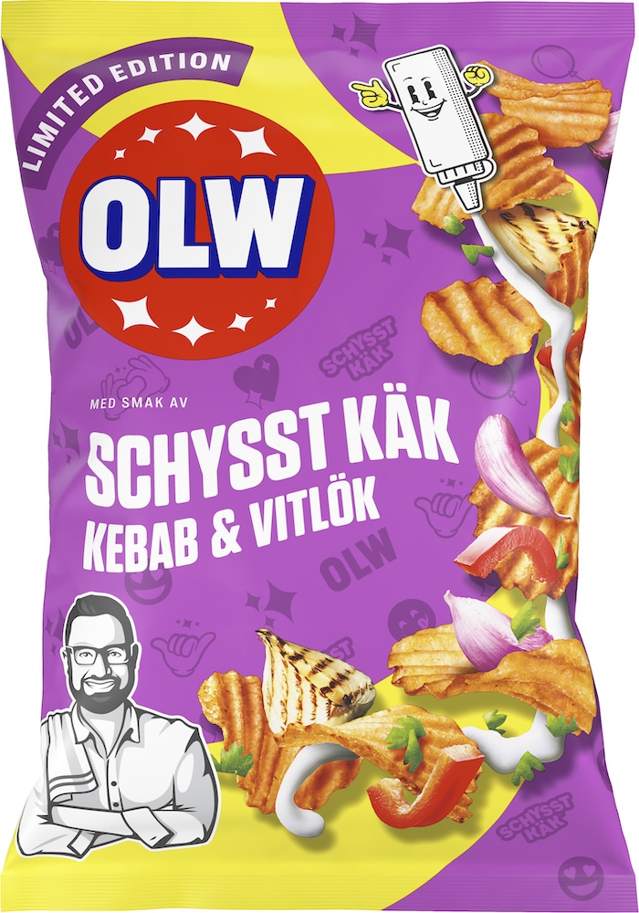 OLW Schysst Käk Kebab & Vitlök Chips 250g