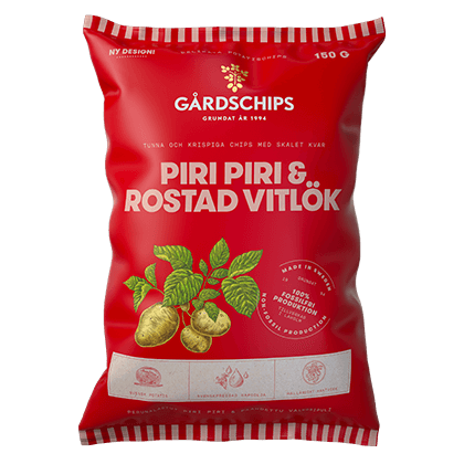 Gårdschips Piri Piri & Rostad Vitlök 150g