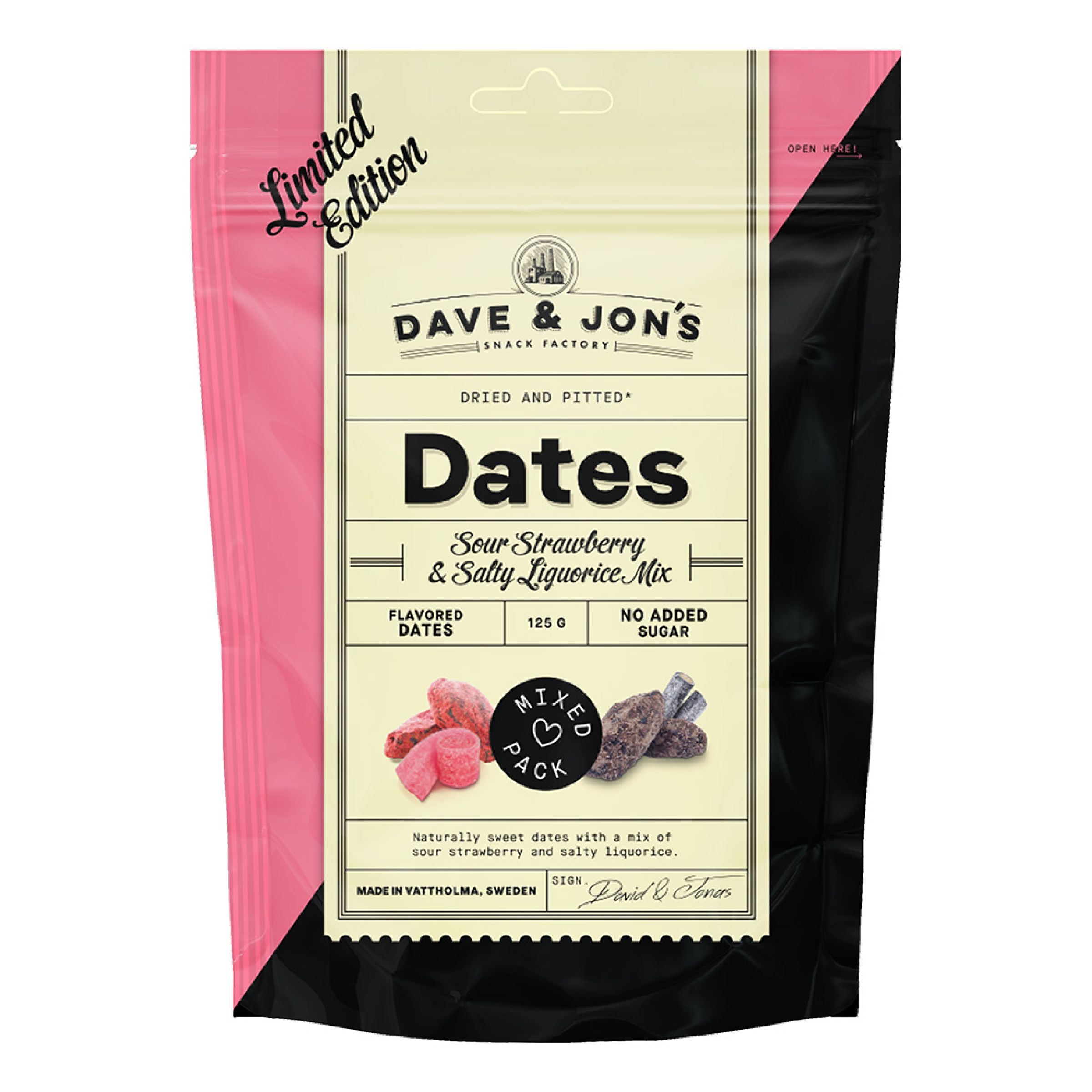 Dave & Jon's Dadlar Sour Strawberry & Salty Liquorice Mix - 125 gram