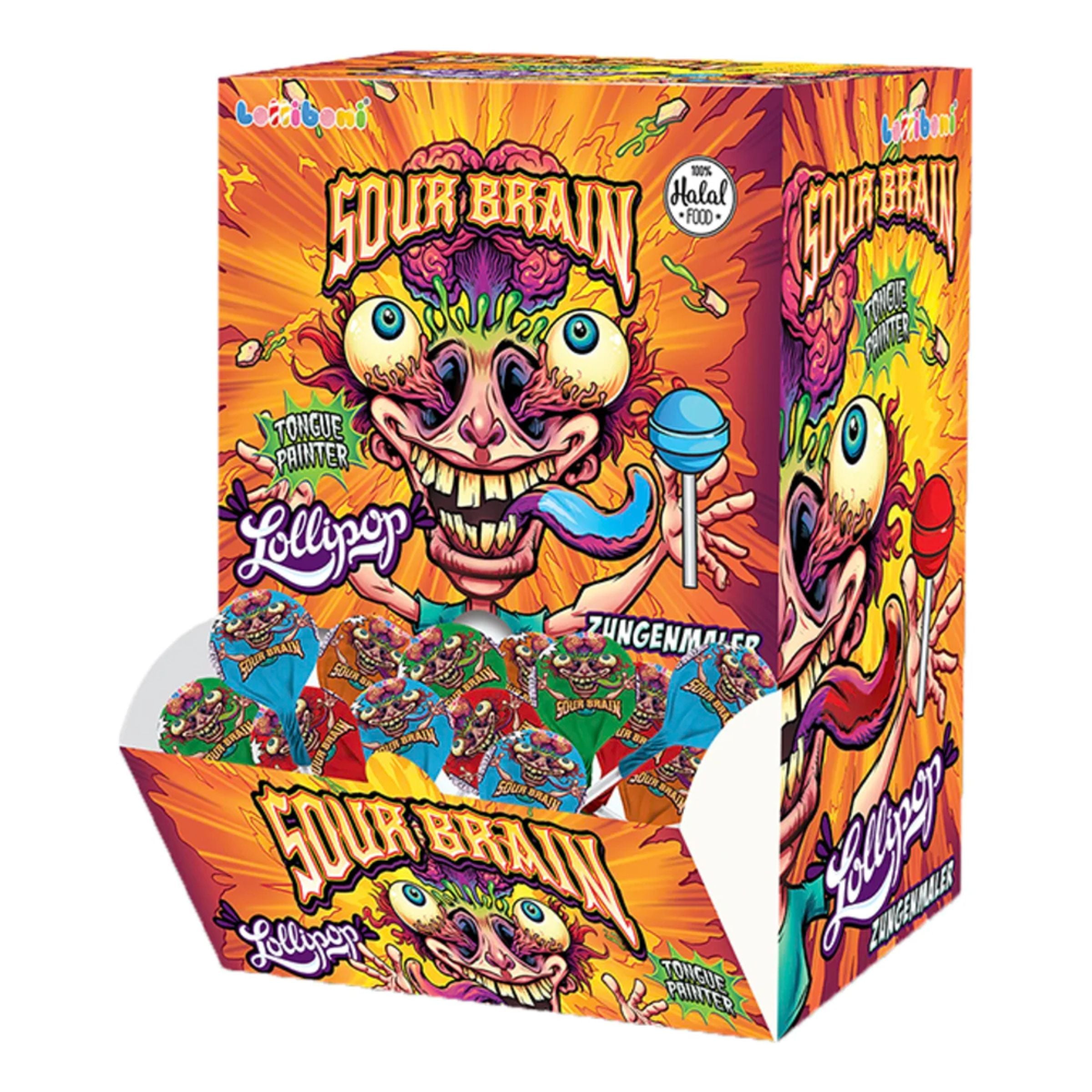 Sour Brain Lollipop Storpack - 100 x 16 g