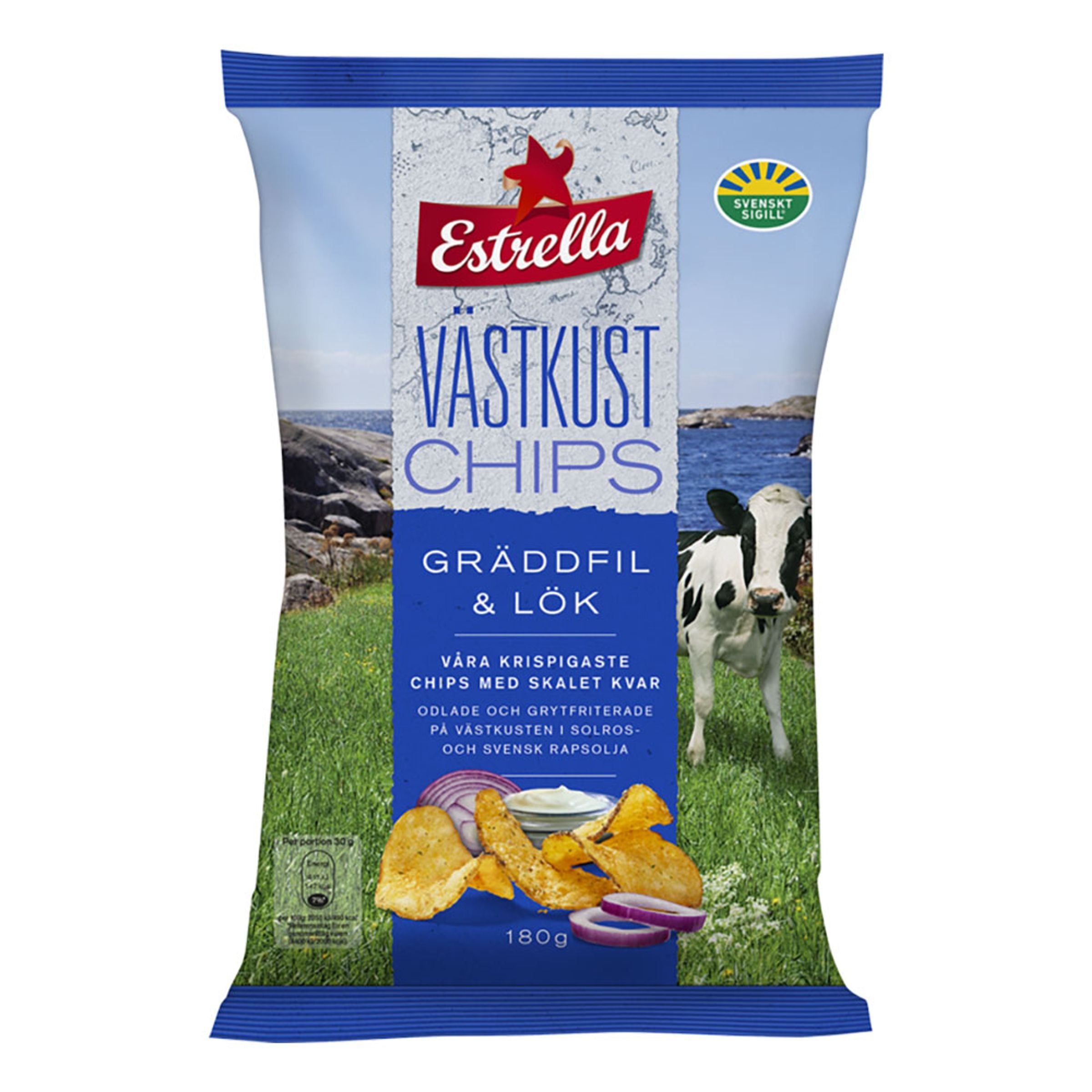 Estrella Västkustchips Gräddfil & Lök - 180 g